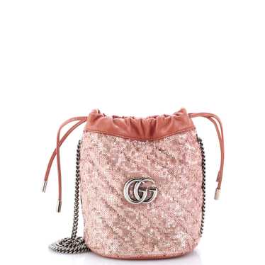 GUCCI GG Marmont Bucket Bag Diagonal Quilted Sequi