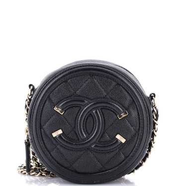 CHANEL Filigree Round Clutch with Chain Quilted Ca