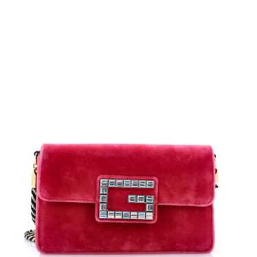 GUCCI G Broadway Shoulder Bag Velvet with Crystals