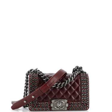 CHANEL Chained Boy Flap Bag Quilted Glazed Calfski