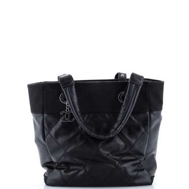 CHANEL Biarritz Tote Quilted Coated Canvas Small