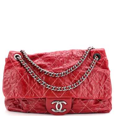 CHANEL Double Stitch Flap Bag Quilted Glazed Calfs