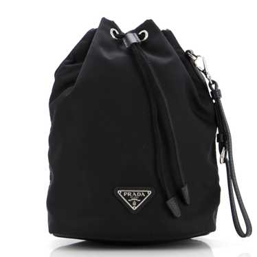 PRADA Drawstring Wristlet Bucket Bag Tessuto Small