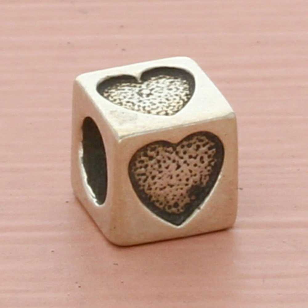 Sterling Silver sterling silver heart block bead … - image 1