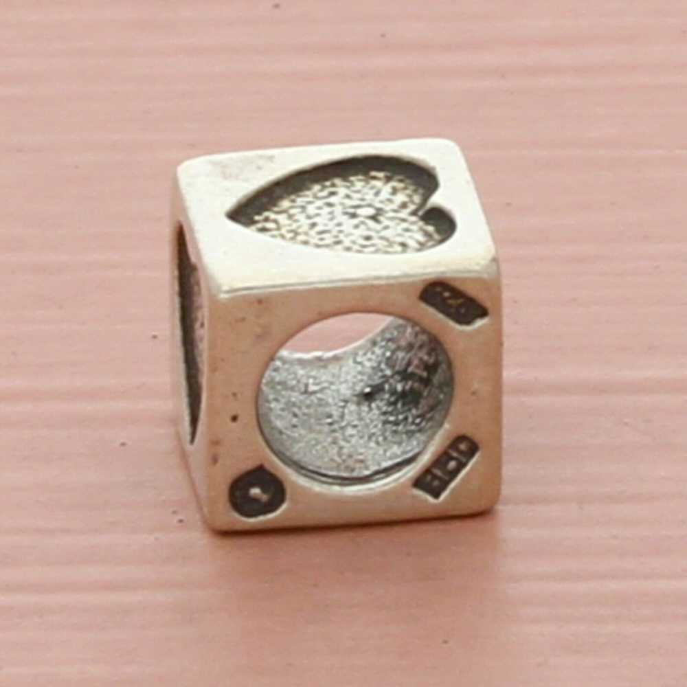 Sterling Silver sterling silver heart block bead … - image 3