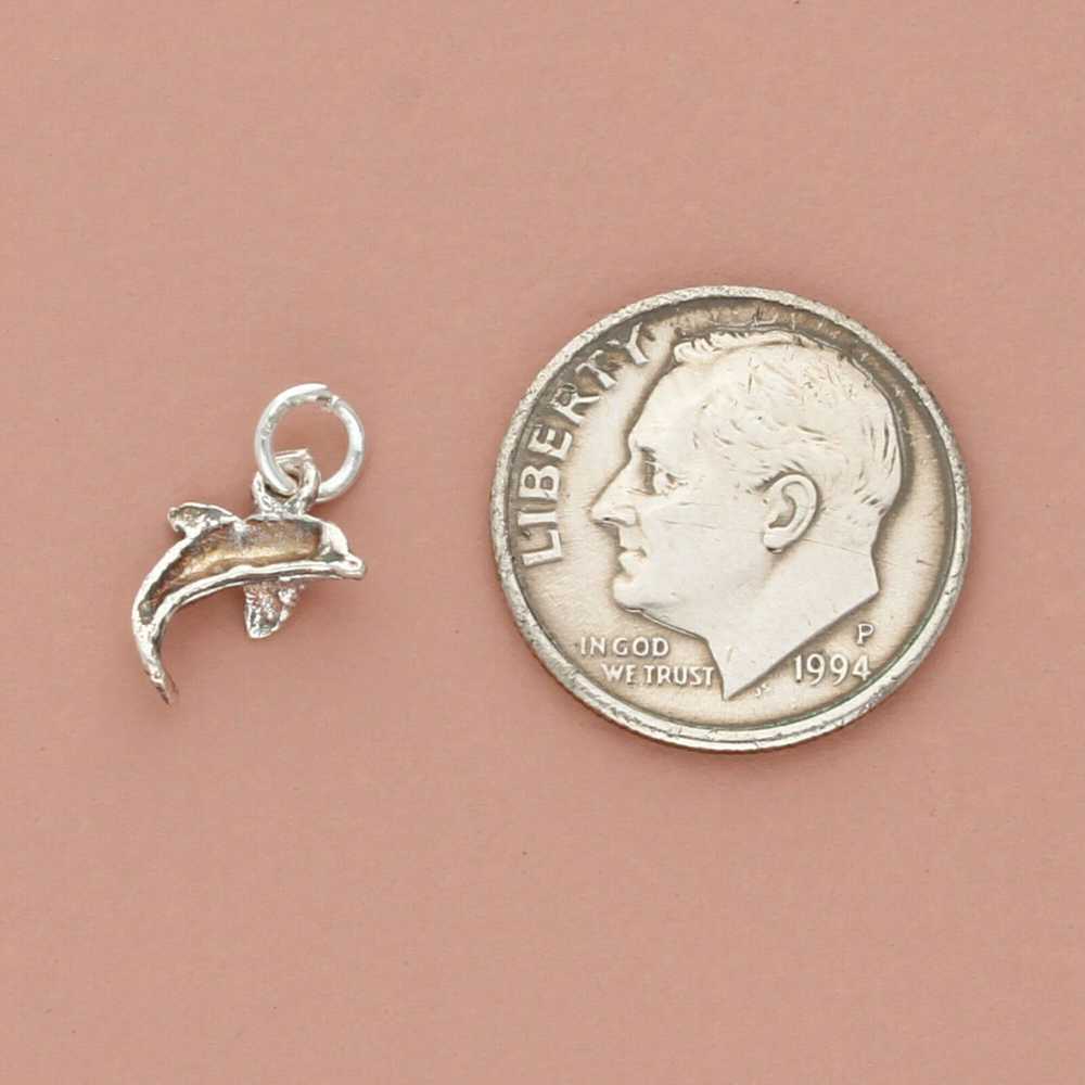 Sterling Silver sterling silver tiny dolphin charm - image 2