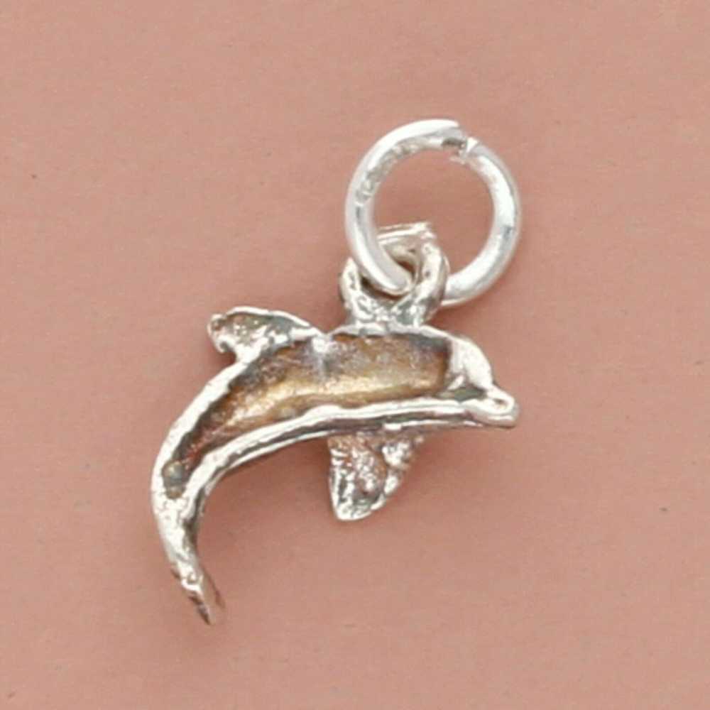 Sterling Silver sterling silver tiny dolphin charm - image 3