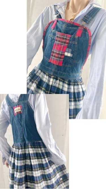 denim & flannel overall mini dress