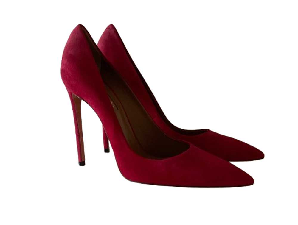 Product Details Claret Red 11Cms Heel Suede Pumps - image 1