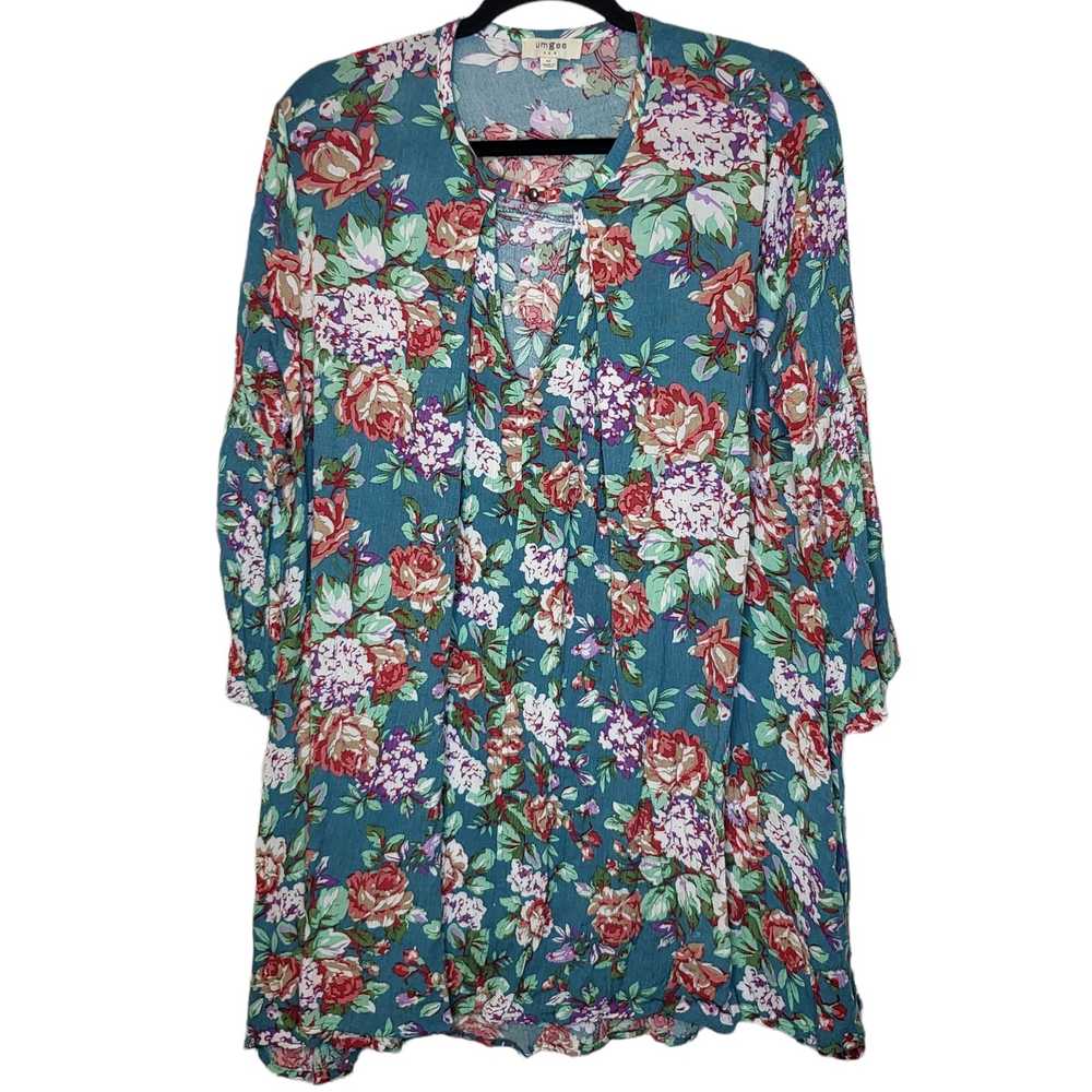 Umgee size medium Teal floral swing tunic shirt o… - image 2