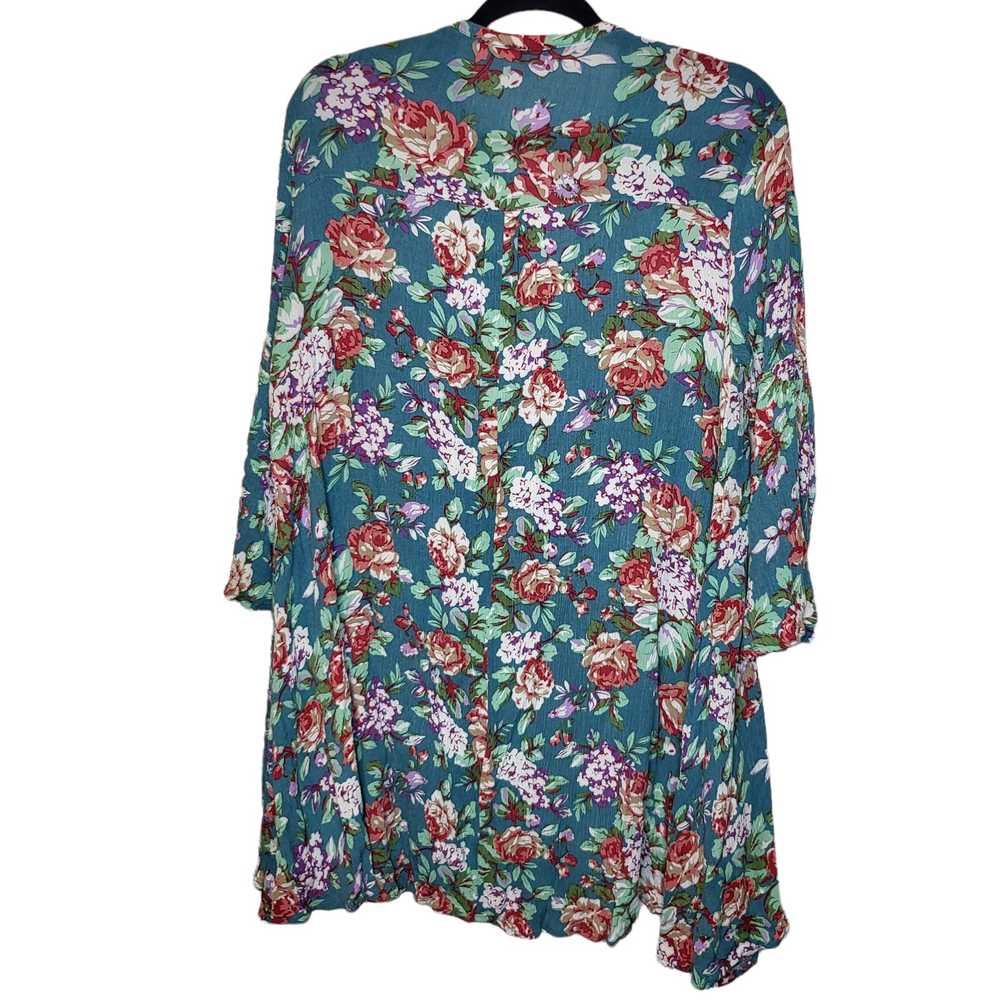 Umgee size medium Teal floral swing tunic shirt o… - image 3