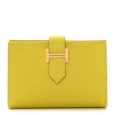 HERMES Epsom Bearn Card Holder Wallet Lime - image 1