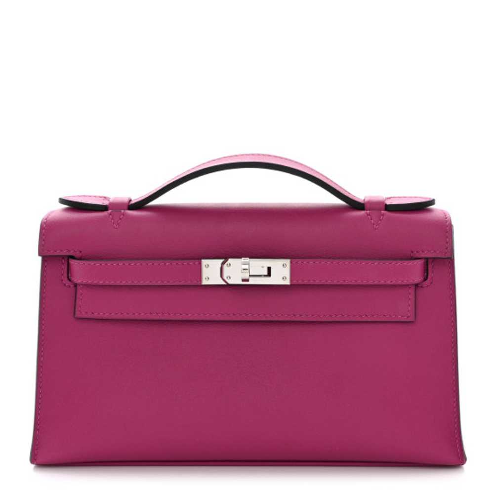 HERMES Swift Kelly Pochette Clutch Rose Pourpre - image 1