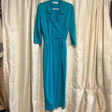 Vintage Doncaster Sport Teal Jumpsuit 80's Office 