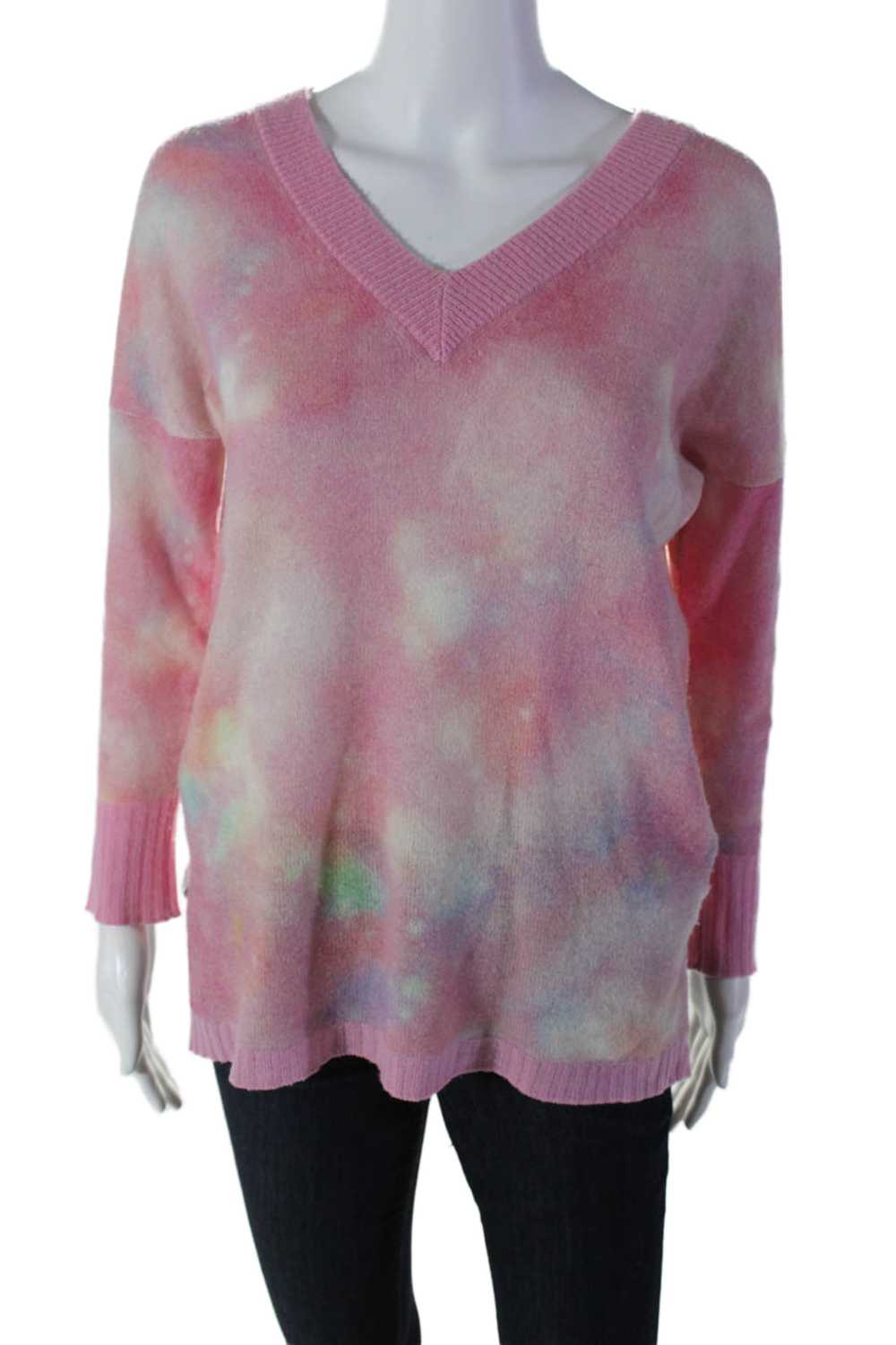 Brodie Womens Cashmere Knit Tie Dye Pullover Swea… - image 1