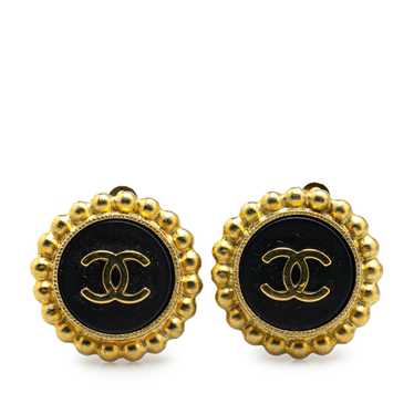 Gold Chanel Gold Plated Acrylic CC Button Clip On 