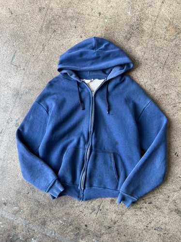 1970s Faded Blue Thermal Zip Hoodie - image 1