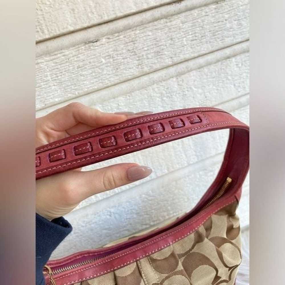 COACH SIGNATURE Y2K Hobo Red Baguette Ergo Hampto… - image 2