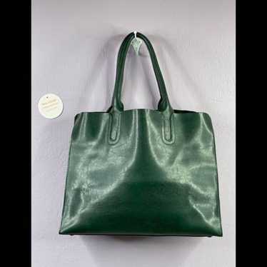 Green Polyurethane Large Shoulder Bag with Should… - image 1