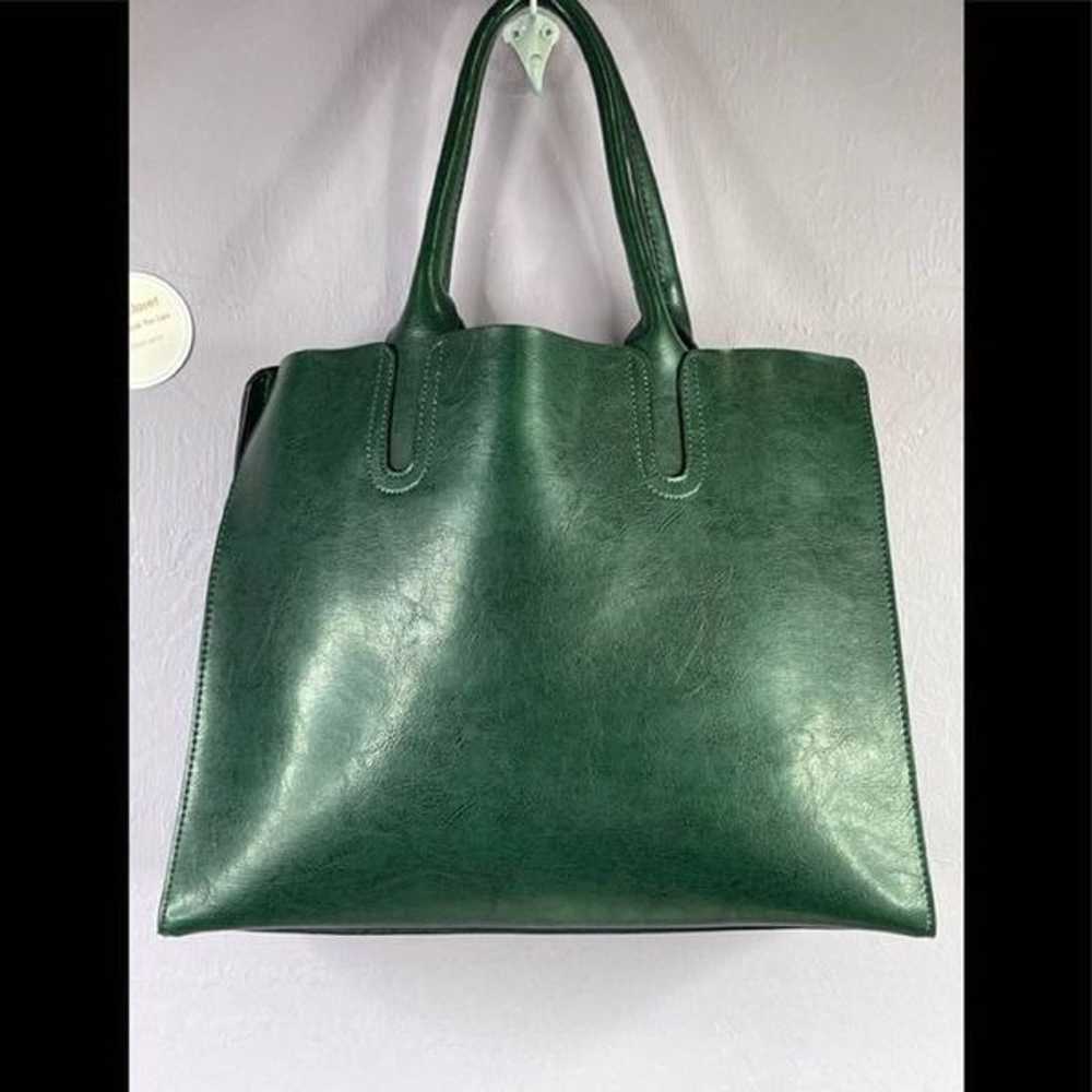 Green Polyurethane Large Shoulder Bag with Should… - image 4