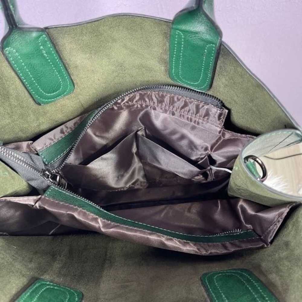 Green Polyurethane Large Shoulder Bag with Should… - image 6