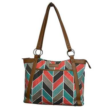 NWOT KAILO CHIC Coral/Turquoise Chevron Canvas La… - image 1