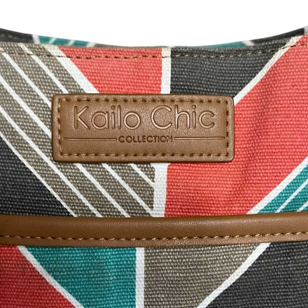 NWOT KAILO CHIC Coral/Turquoise Chevron Canvas La… - image 6