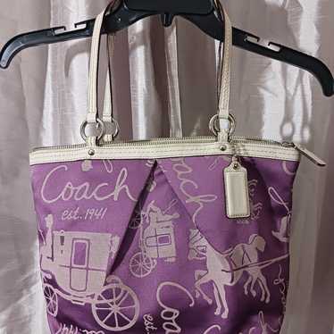 Coach Lavender Horse & Carriage Embroidered Handba