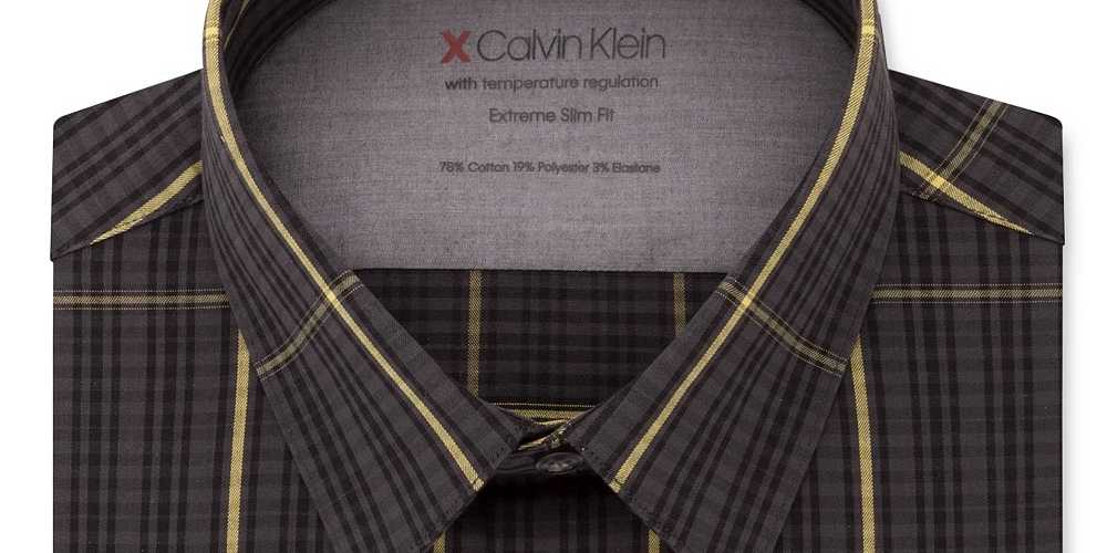 Calvin Klein Men's Windowpane Plaid Collared Slim… - image 1