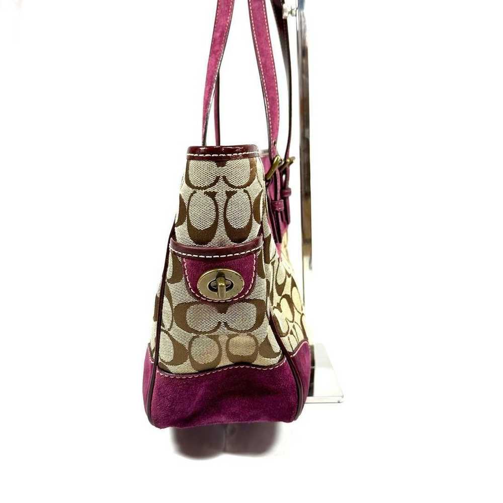 Tote bag Coach Signature Purple Handbag Canvas Be… - image 4