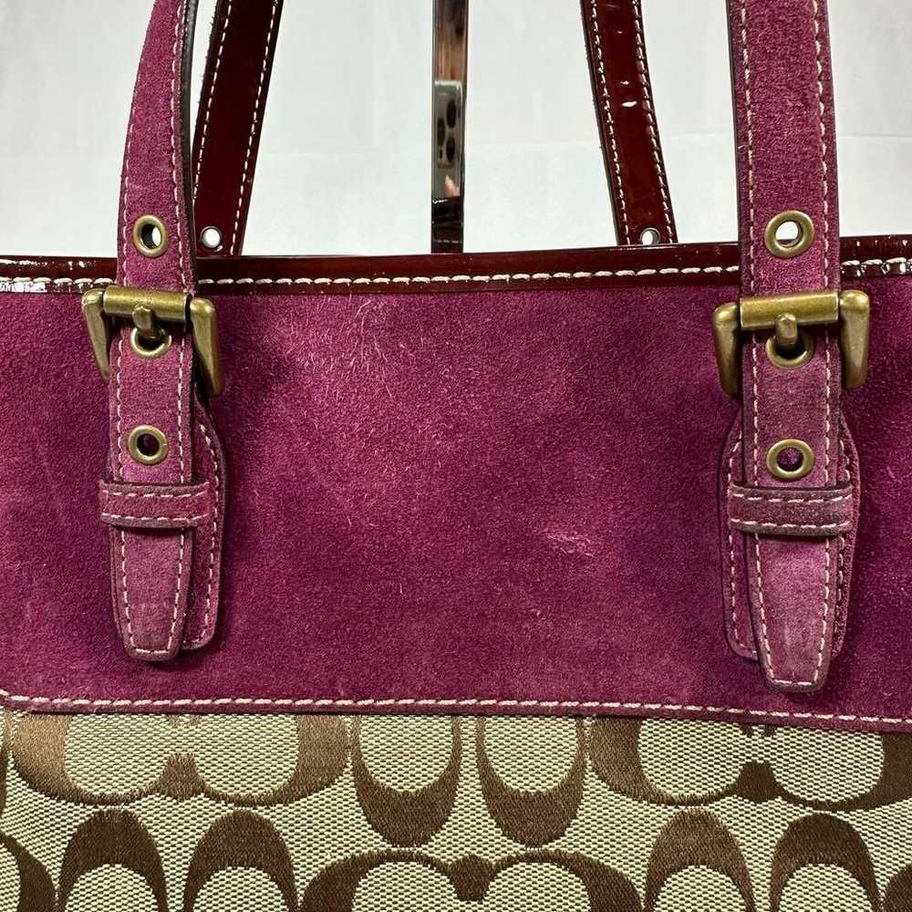 Tote bag Coach Signature Purple Handbag Canvas Be… - image 7