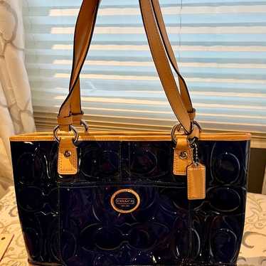 Coach navy blue patent leather