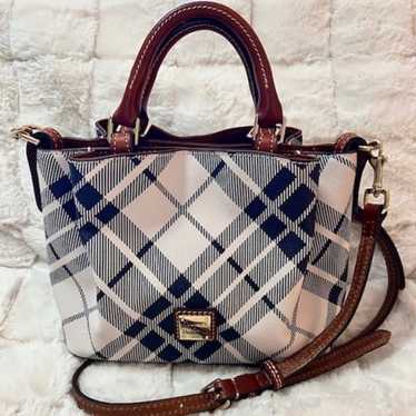 Dooney & Bourke Blue and White Plaid Mini Barlow