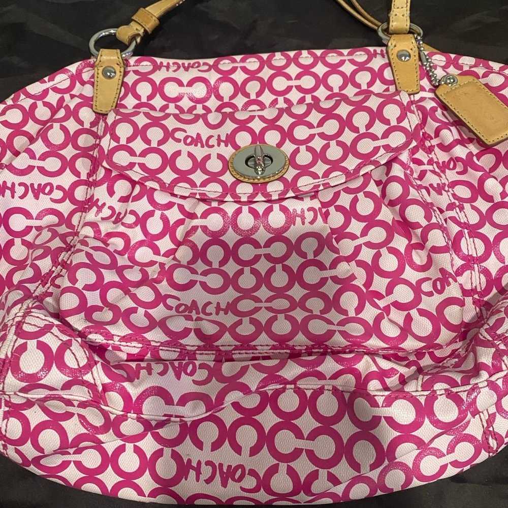 Y2K rare coach Leah opt pink printed shoulder bag - image 2