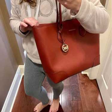 Michael Kors Large Burgundy Red Tote Handbag Purse