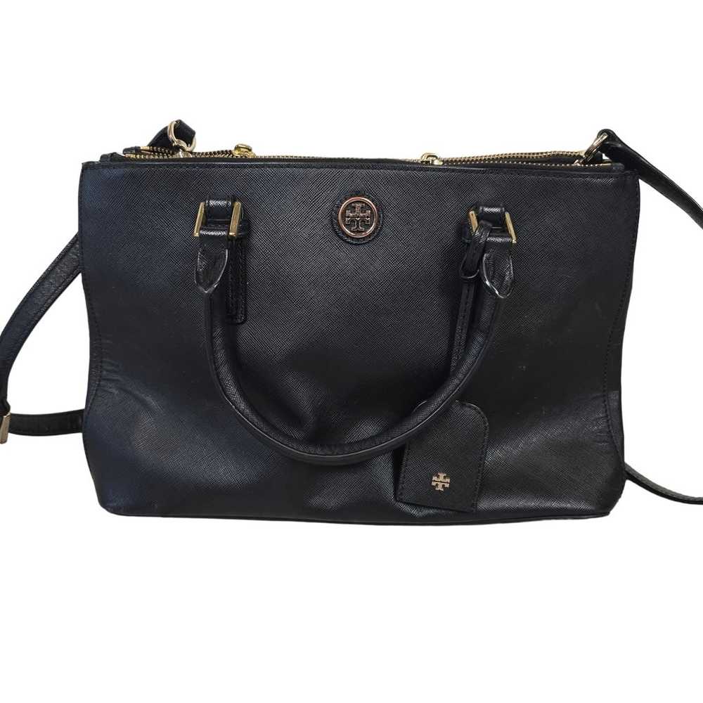 Authentic Tory Burch Classic Black Triple Entry L… - image 1