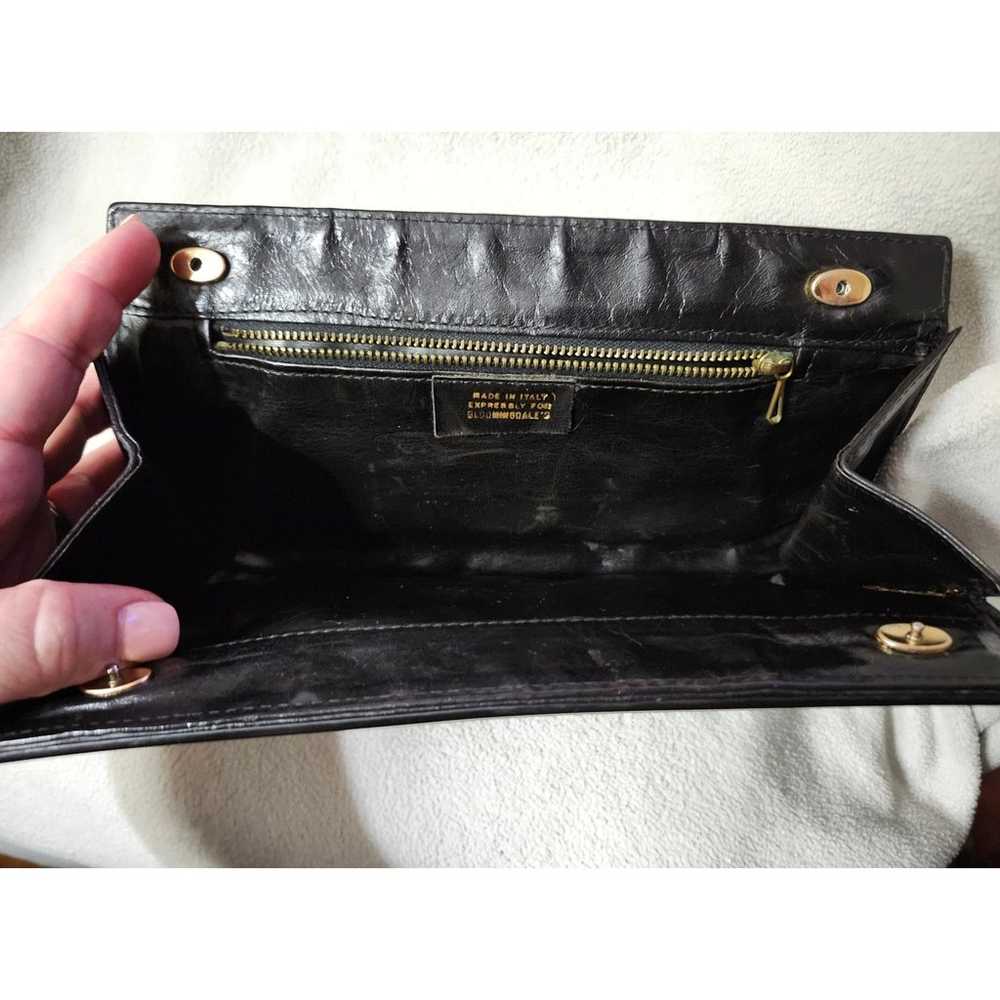 Vintage Black Leather Bloomingdale Made Italy Clu… - image 4