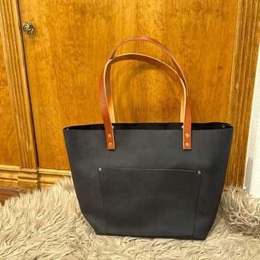 Portland Leather Goods Smooth Black Tote Bag with… - image 1