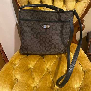 Coach Grey/Black Signature Print Crossbody Handba… - image 1