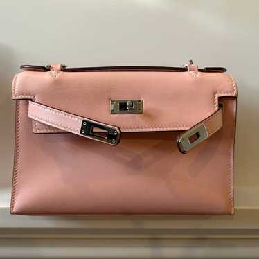 Baby pink soft sheepskin clutch handbag crossbody