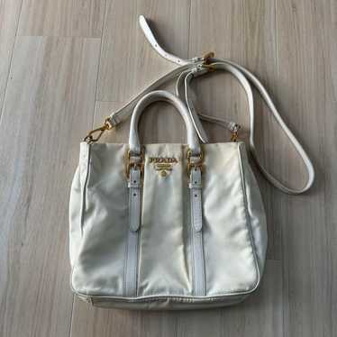 PRADA Handbag Shoulder Bag Logo Nylon White