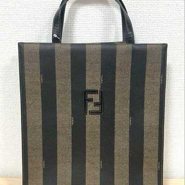 FENDI FF Pattern Pecan Tote Bag Khaki Black