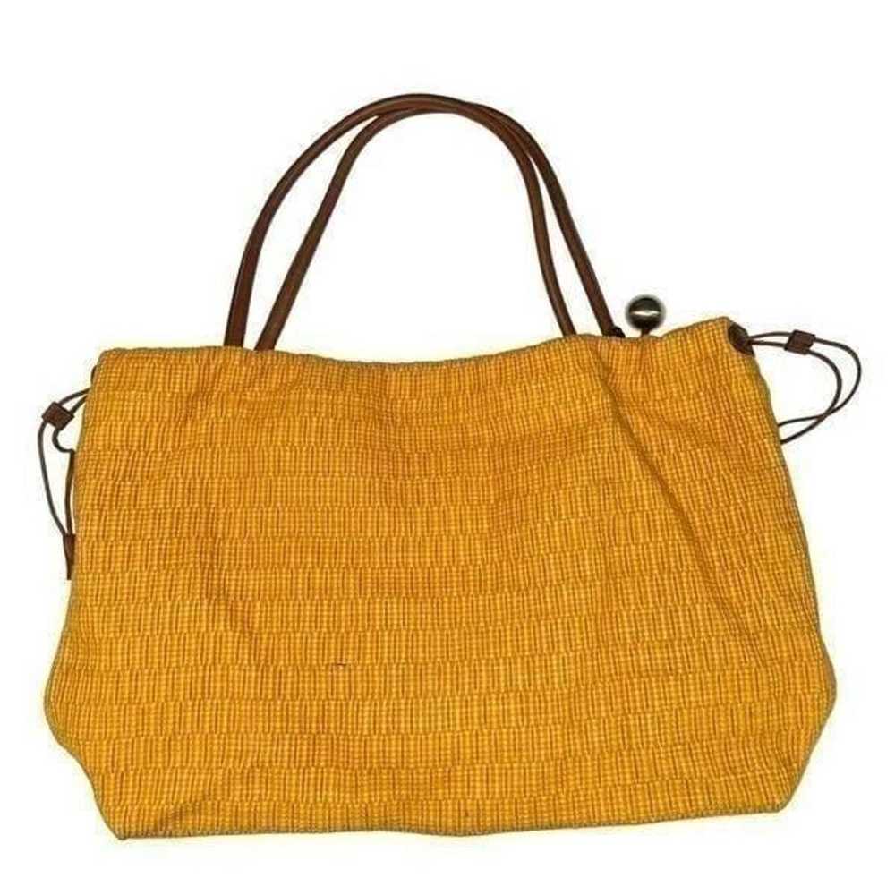 Furla Large Mustard Yellow Textured Leather Shoul… - image 3