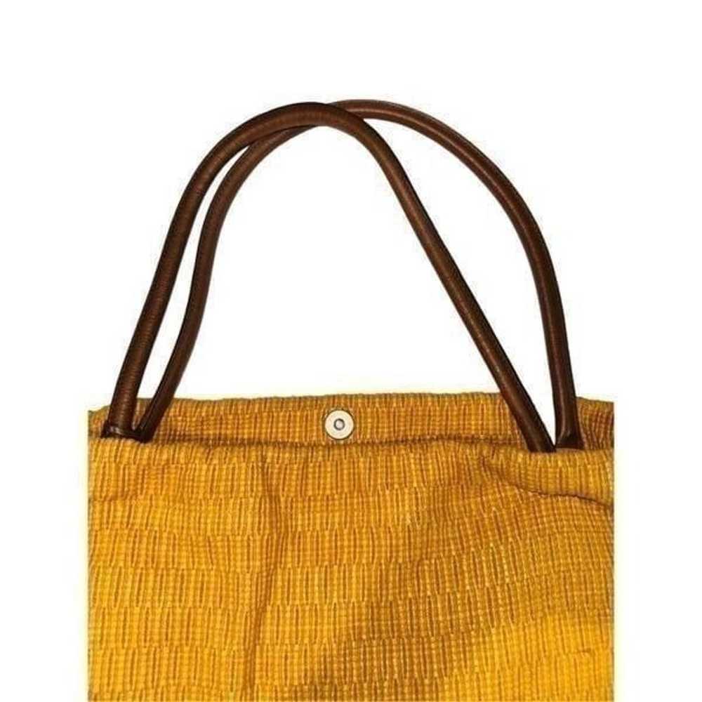 Furla Large Mustard Yellow Textured Leather Shoul… - image 5