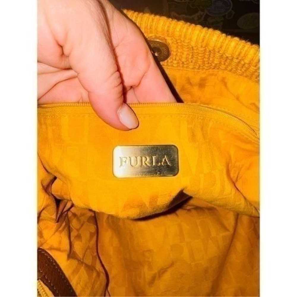 Furla Large Mustard Yellow Textured Leather Shoul… - image 6