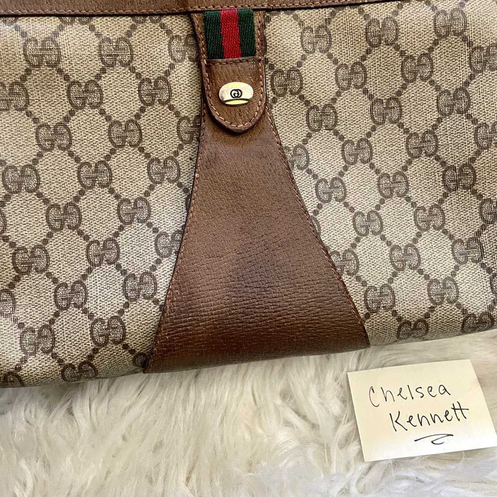 Gucci Vintage Clutch Brown Web Bag Logo Monogram … - image 2