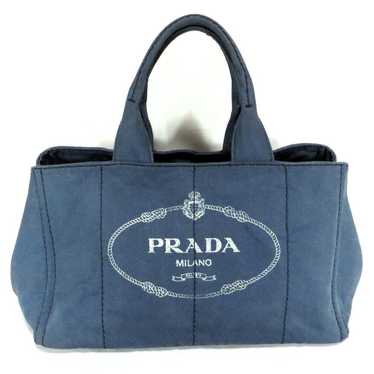 Prada Retro Blue Canapa Large Tote Handbag