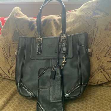 Coach black leather bag