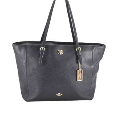 COACH Vintage Shoulder Tote Bag Leather Navy Blue