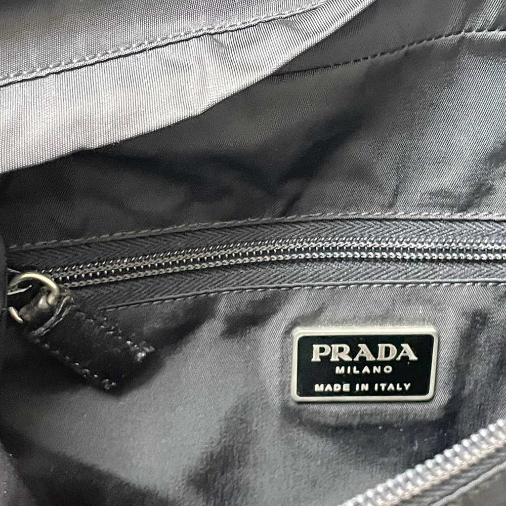 Prada unisex black nylon leather detailing crossb… - image 9